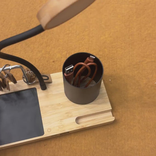 Desk Lamp with Pen Holder & Wireless Charger Tray