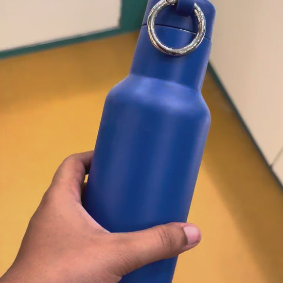 Steel Bottle with Carabiner Clip - Blue video