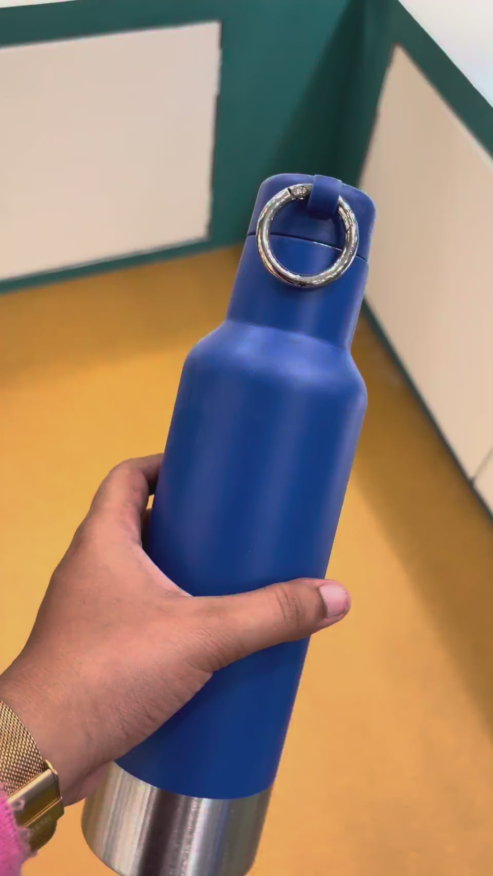 Steel Bottle with Carabiner Clip - Blue video