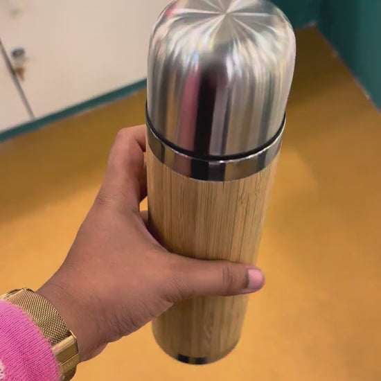 Tall Bamboo Bottle with Steel Carry Handle 500 ml – MGH 7042