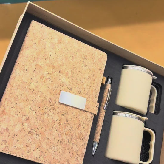 Cork Notebook & Ceramic Mug Pair Gift Set