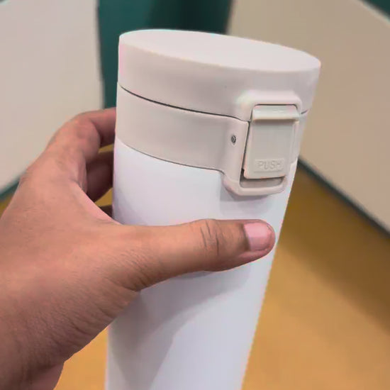Bamboo Base Flip-Lid Travel Tumbler - White - real product video