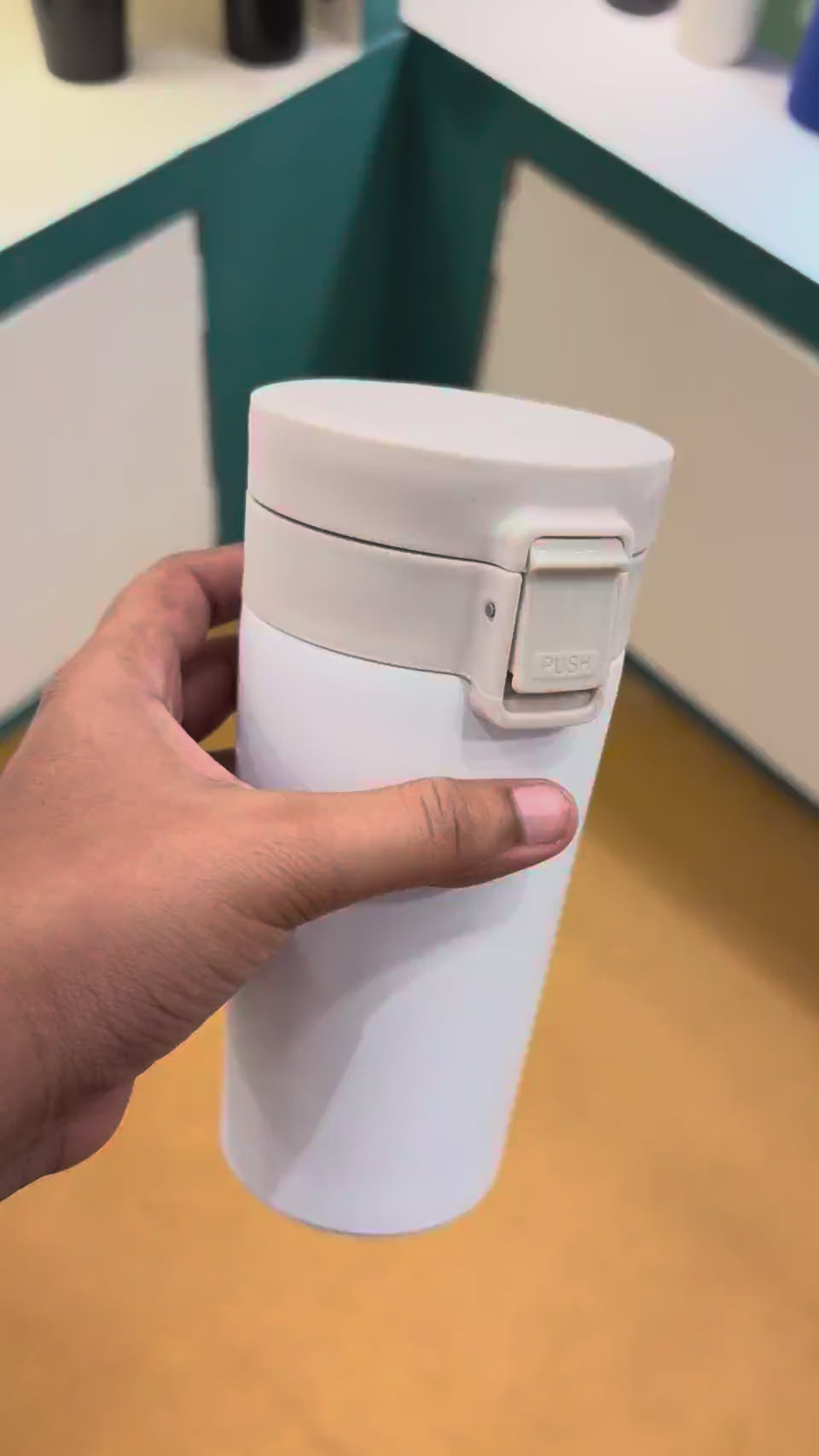 Bamboo Base Flip-Lid Travel Tumbler - White - real product video