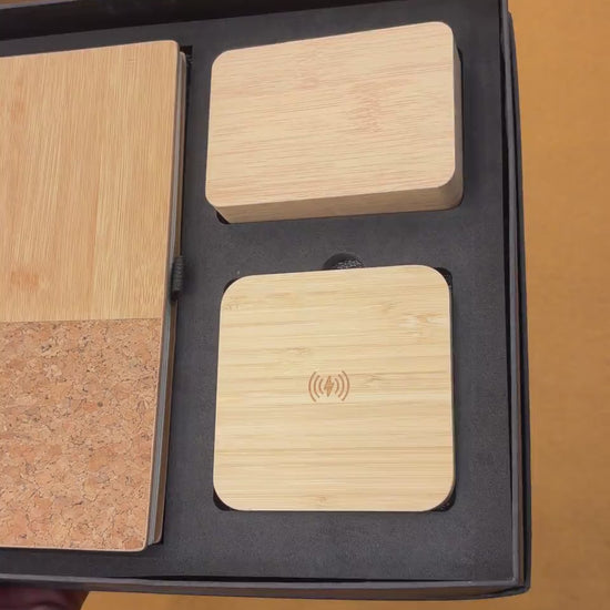 Steel Bottle, Cork Notebook & Wood Coaster Gift Set