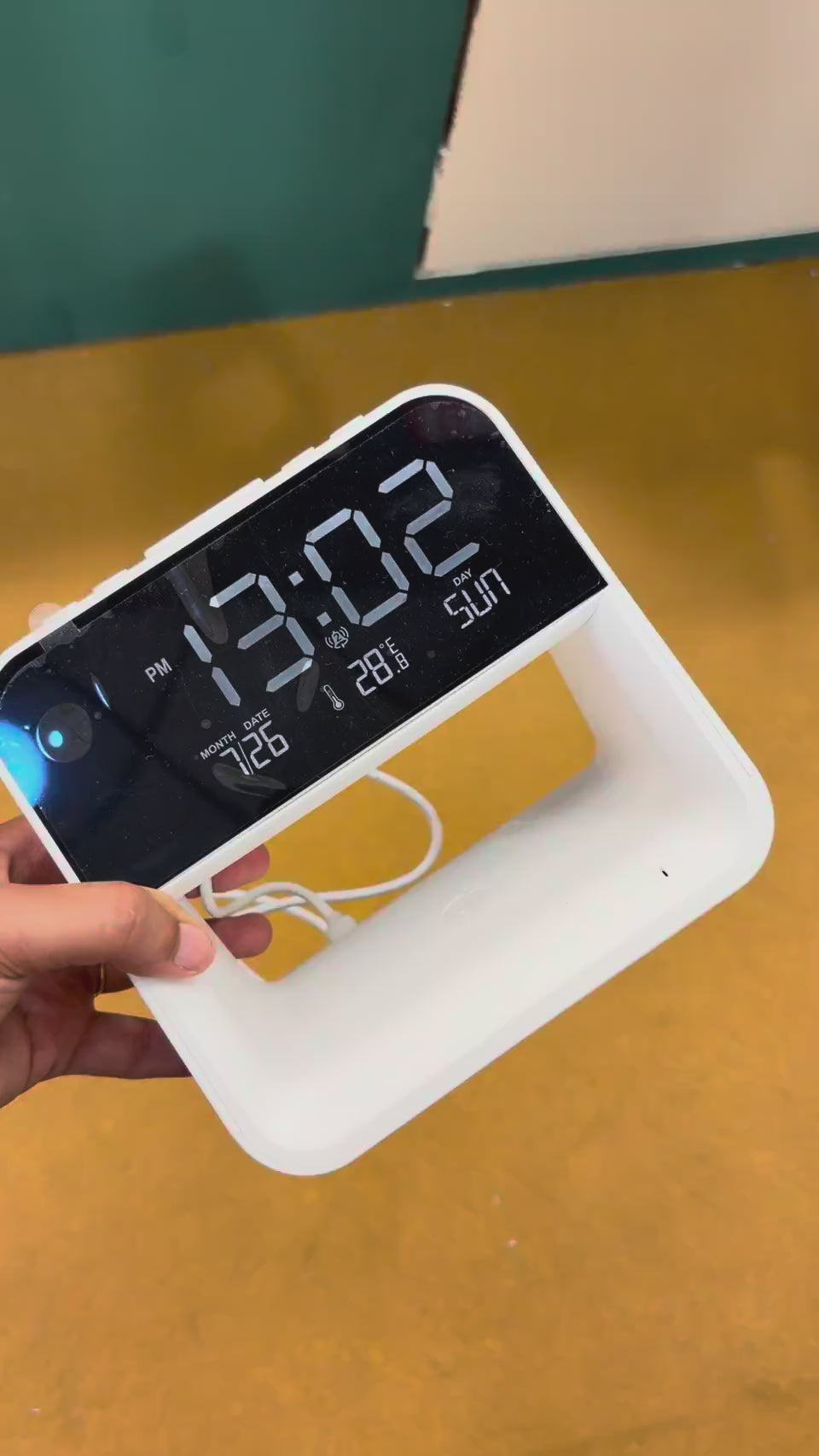 LED Digital Clock Wireless Charging Stand - Black