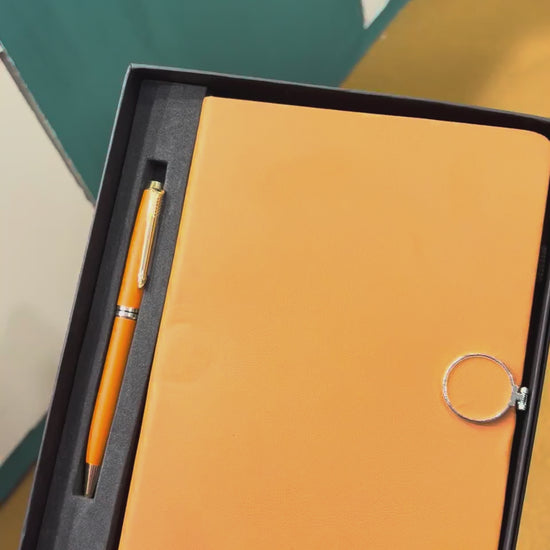 Leather Diary & Pen Gift Set — Slim Two-Piece Combo - Cream