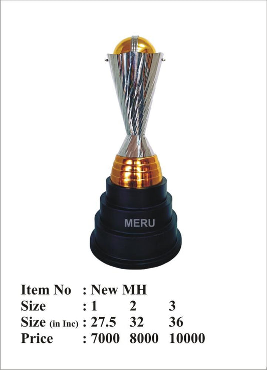 Image  Silver metal trophy with golden sphere; ideal for sports awards and recognition ceremonies.