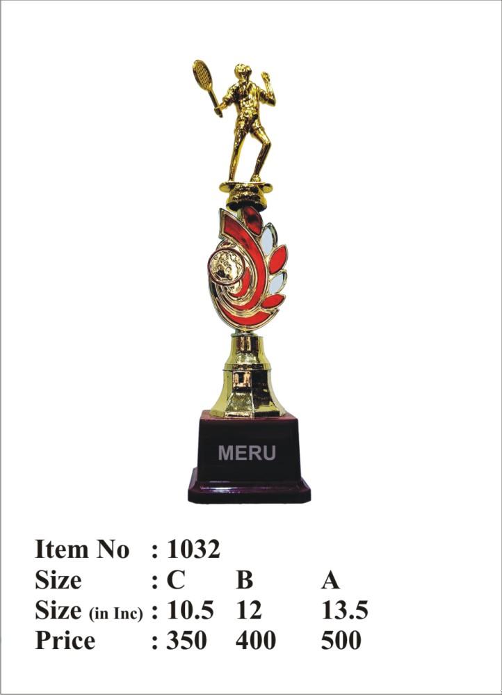 Gold Tennis Trophy - A detailed fiber trophy design for sports awards.