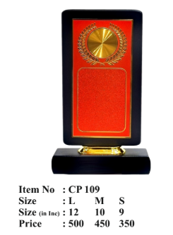 Wooden Award Trophy - Red & Gold Finish