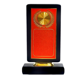 Wooden Award Trophy - Red & Gold Finish