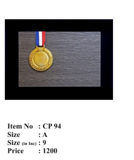 Wooden memento with gold medal and ribbon; perfect for awards and recognition.