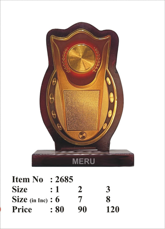 Elegant wooden trophy with gold accents; perfect for employee recognition awards.