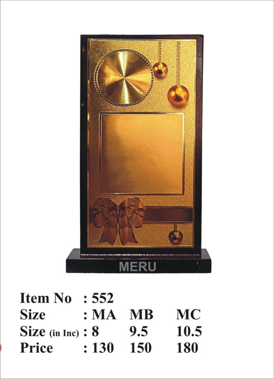Elegant wooden trophy with gold accents; perfect for employee recognition.