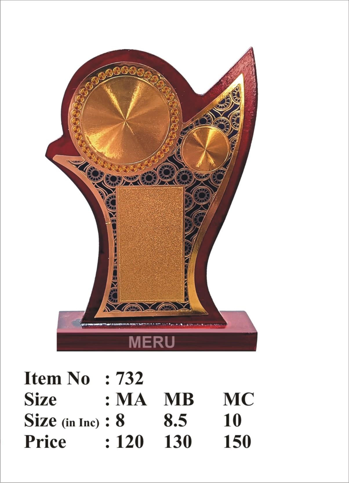 Custom wooden memento award with gold accents; ideal for corporate recognition.