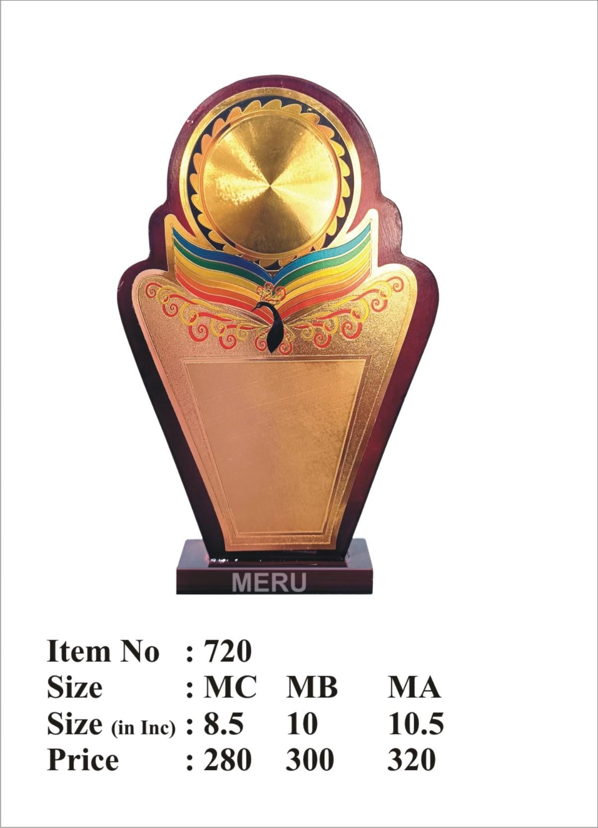 Elegant wooden memento trophy with gold plaque; perfect for employee recognition awards.