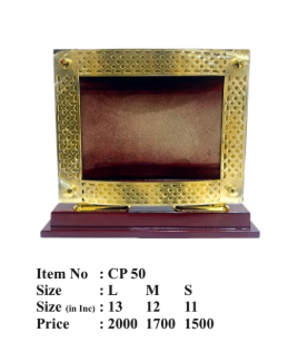 Custom wooden memento trophy with gold accents; perfect for corporate awards.