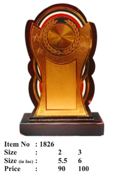 Elegant wooden memento for employee recognition and awards. Features gold accents and ample space for custom engraving.
