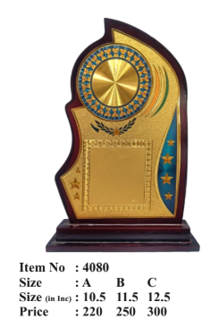 Wooden Award Memento - Teal & Gold Accent