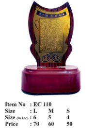 Elegant wooden trophy with gold plate; perfect for corporate recognition.