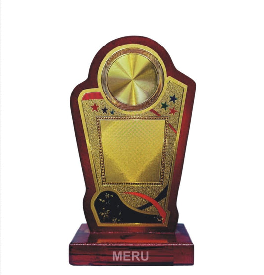 Elegant wooden memento trophy with gold plate; perfect for awards and recognition.