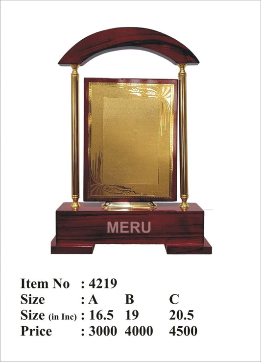 Elegant Wooden Award with Gold Plate - Custom Engraved