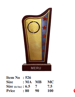 Elegant wooden memento trophy with gold plate and red stars; perfect for employee recognition.