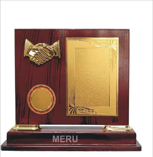 Wooden Handshake Award - Custom Corporate Trophy 3179 - A distinguished symbol of recognition and achievement.