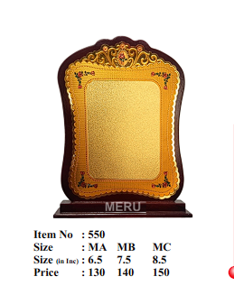 Elegant wooden memento trophy with gold plaque; perfect for employee recognition.