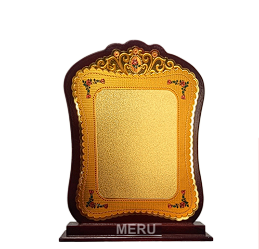 Elegant wooden memento trophy with gold plaque; perfect for employee recognition.