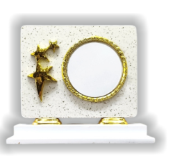 Elegant white Wooden Mementos with gold stars.